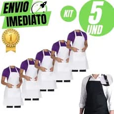 Kit C/5 Avental De Oxford Engate Rápido Cozinha Garçom Açougueiro Churrasqueiro Peixaria