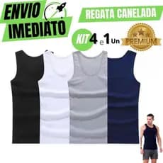 Regata Canelada Premium Masculina Modelo Americano Básica Algodão e Elastano Camiseta Lisa