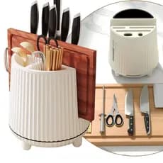 Porta Utensilios de Cozinha Giratório Porta Faca Organizador de Cozinha Escorredor de Talheres