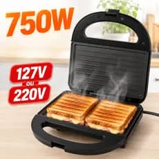 Sanduicheira Grill Elétrica Antiaderente Prensa Dupla Multifuncional 110V Ou 220V 750 Watts