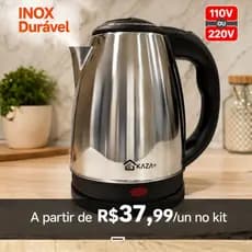 Chaleira Elétrica Inox 1,8L 110V ou 220V Jarra Sem Fio Desligamento Automático Fervimento Rápido Kit