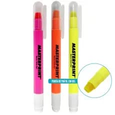 Kit 3 Cores Caneta Marca Texto em Gel Neon Ponta Retrátil Masterprint MP 613 Amarela Laranja Rosa