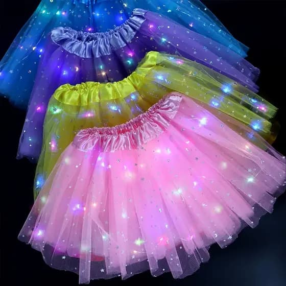 Saia Tule Com Pisca - Glitter Para Festa Carnaval Bailarina 40Cm