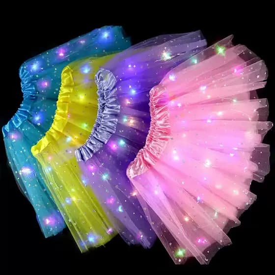 Saia Tule Com Pisca - Glitter Para Festa Carnaval Bailarina 30Cm