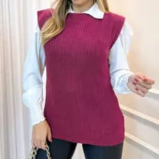 Colete Feminino Tricot Fang Outono Inverno Tricô Pullover Moda Blogueira COLETE TRICO