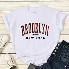 Blusa Tshirt Feminina Manga Curta Viscolaycra Estampa Brooklyn