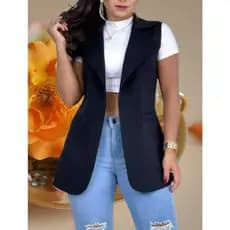 Max Colete Feminino Longo De Neoprene Moda Com Bolso Falso Colete Neopreme Com Bolso *COLETE NEOPREME