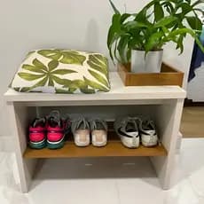 Sapateira Organizadora MDF Moderna Com Assento Off Com Freijo Rack para Sapatos Resistente Compacta