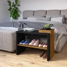 Sapateira Organizadora MDF Moderna com Assento Rack para Sapatos Resistente Compacta - Varias Cores