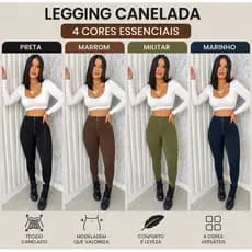 Calça casual Canelada Zíper Frontal