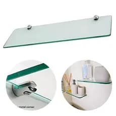 Prateleira de Vidro Porta Objetos 30cm com FIxação Dupla de Parede Multiuso Porta Shampoo Reto