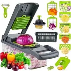 Fatiador De Legumes 16 Em 1 Cortador Com Lâminas Inox Ralador Picador Multifuncional Para Cozinha