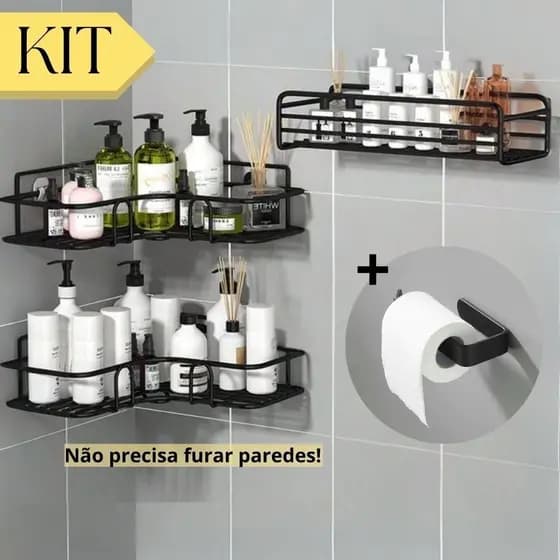 1/2/4 Prateleiras Suportes De Banheiro Metal Adesivo Organizador De Parede Sabonete Shampoo Condicionador E Papel