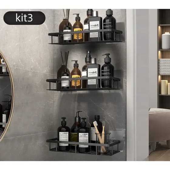 1/2/3 Suporte Alumínio De Banheiro Para Shampoo Rack Organizador Alta Qualidade Prateleiras Sem Furo
