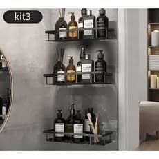 1/2/3 Suporte Alumínio De Banheiro Para Shampoo Rack Organizador Alta Qualidade Prateleiras Sem Furo