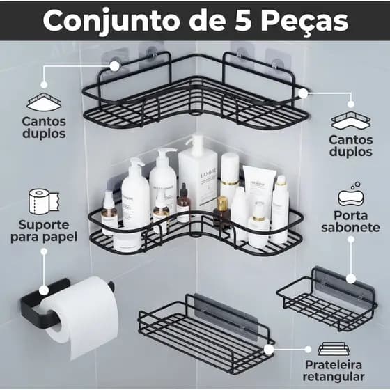 1/2/3/4/5 Suporte Porta Shampoo Organizadores De Metal Para Banheiro E Cozinha Prateleira Com Adesivos