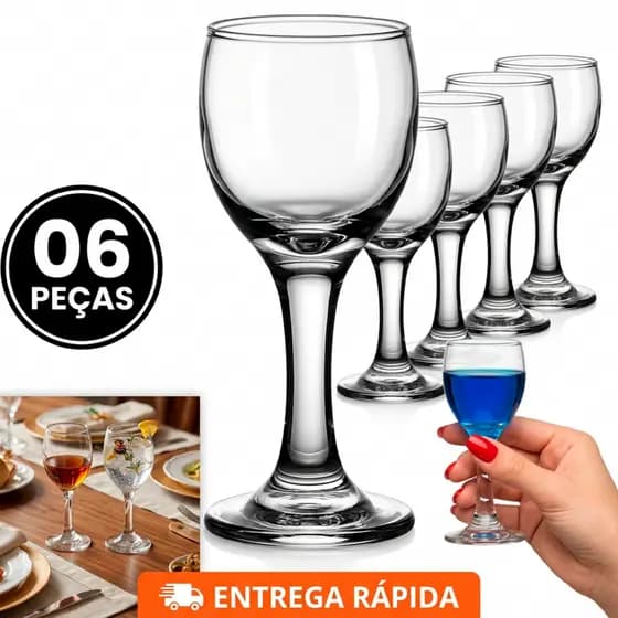 Kit 6 Mini Taça Tacinha de Vidro para Licor ou de Dose Pequena Taça Lembrancinha 55ml Misket