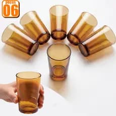 Jogo Kit 06 Copos Vidros Ambar Liso Elegante 200ml