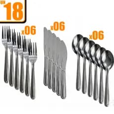 Kit Jogo De 18 Talheres 06 Garfos + 06 Facas + 06 Colheres Linha Oriente Original Inox