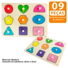 Brinquedo Educativo Tabuleiro de Mdf Encaixe Formas Variadas Figuras Pedagogico