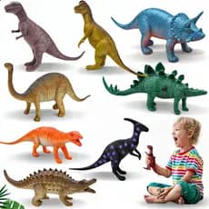 Kit 8 Dinossauros De Borracha Coleção Brinquedos Jurassic