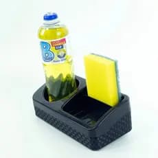 Porta Detergente Esponja e Sabão Rattan Preto 21x10x7Cm