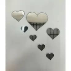 Espelhos Acrílico Decorativo Coração Quarto Sala Kit 7 Peças