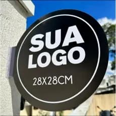 Placa Dupla Face Personalizada Uso Externo Redondo  Logo 28x28cm
