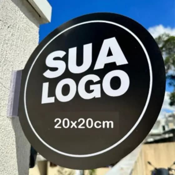 Placa frente e verso com a sua logo tamanho 20x20cm
