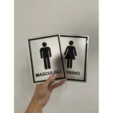 it 2 Placas Acrílico Espelhado para Porta de Banheiro Masculino e Feminino