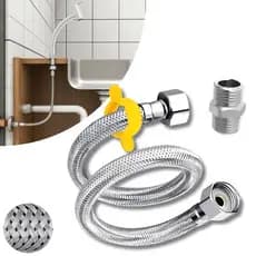 Engate Flexível Trançado Mangueira Aço Inox 40 e 60cm 1/2 Polegada Universal Banheiro Torneira Pia
