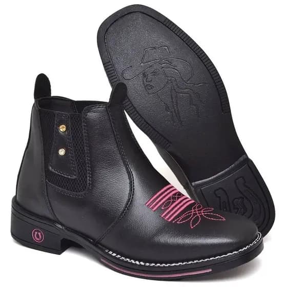 Botina Bota Texana Feminina Estilo Country Detalhe Bordado