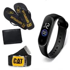 Kit 4 em 1 Chinelo+Carteira+Cinto+Relógio
