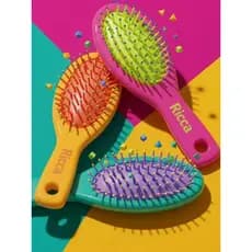 Mini escova cristal color escovinha cerdas com pontos protetoras desembaraça os fios e massageia o couro cabeludo Ricca
