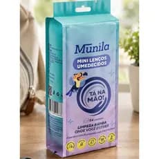 Kit Munila Mini Lenços Umedecidos Tá Na Mão 64 Unidades 8 Pacotes Com 8 Folhas Cada Limpeza Rápida Prática Portátil Bols