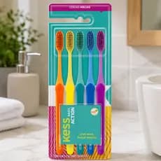kess Escova De Dente Macia Pacote Com 5un Cerdas De Nylon Polidas Macias e arredondadas Pague Menos e leve Mais