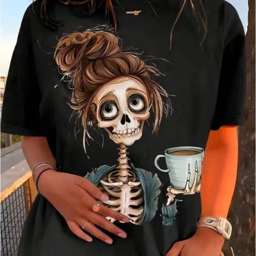Camiseta Feminina Para Academia Estampa Noiva Cadaver Camisa Estilosa