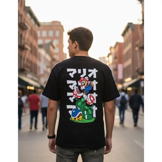 Camiseta Personalizada Super Mario Oversized Streetwead 100% Algodão Camisão Blusão