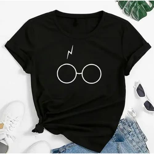 Camiseta Feminina Harry Potter Óculos Hogwarts T-shirt Blusa