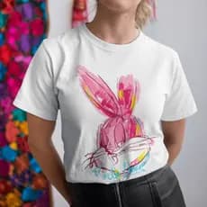 Blusa Feminina Estilosa Estampada Coelho Rosa Cherry Feminino 100% Algodão Premium Mulher Blusinha