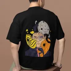 Camiseta Masculina Oversized Camisa Streetwear Obito Uchiha Personagem de Naruto 100% Algodão