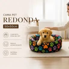 Cama Caminha Pet para Cachorro ou Gato Médio 50cm x 50cm Lavável Redonda