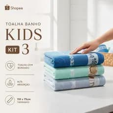Kit 3 Toalhas de Banho Kids Infantil Para Bordar Ponto Cruz 100% Algodão