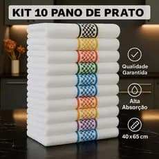 Kit 10 Pano De Copa Atoalhado Luma Jacquard 40x65Cm Cozinha Sortidos