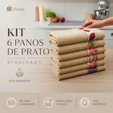 Kit 6 Pano De Prato Jacquard Atoalhado Decorados 45x65cm 100% Algodão Cozinha
