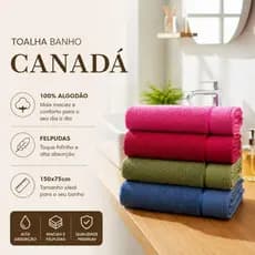 Kit 2 Toalhas Banho Canadá 100% Algodão Felpuda Macia Alta Absorção 150x75cm