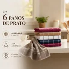 Kit 6 Panos De Prato Com Listras Atoalhado 100% Algodão 70x45Cm Cozinha Moderna