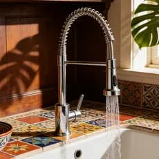 Torneira De Cozinha Premium Alça Única Misturador Com Extensor De Spray Tubo De Água Flexível Superior