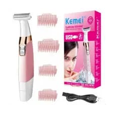 Depilador Aparador De Pelos Intimos Kemei Cor Rosa KM-1900