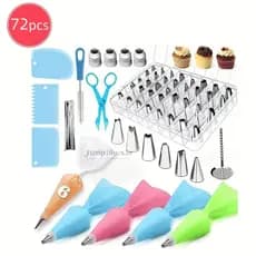 Kit Confeiteiro 72 Peças Bicos Inox Para Confeitar e Decorar Bolo e Cupcake